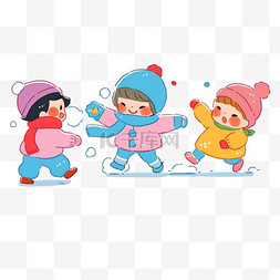 粉色精致背景图片_可爱孩子打雪仗卡通元素手绘