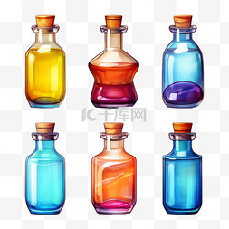 玻璃瓶图形彩色元素立体免扣图案