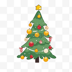 圣诞节圣诞树卡通绿色手绘元素