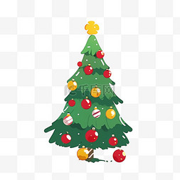 圣诞节卡通圣诞树绿色手绘元素