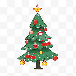 卡通圣诞节圣诞树绿色手绘元素