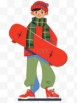 绿衣服的男孩图片_简笔画可爱男孩手绘拿着滑板卡通
