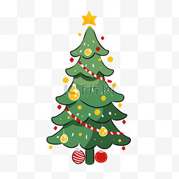 圣诞节圣诞树绿色卡通手绘元素