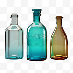 玻璃瓶建模彩色元素立体免扣图案