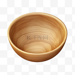 木碗写实器皿元素立体免扣图案