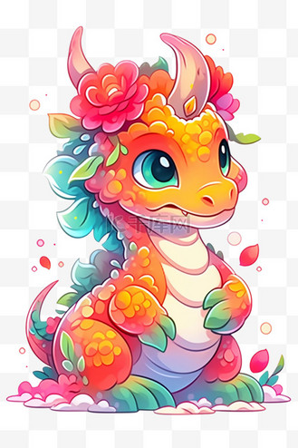 可爱的龙手绘元素迎新年卡通