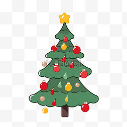 圣诞简约背景图片_圣诞节绿色圣诞树卡通手绘元素