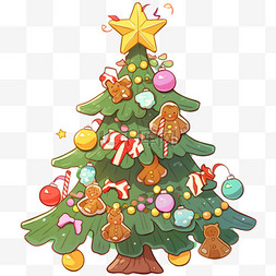 圣诞树彩球图片_圣诞节简笔画卡通手绘圣诞树元素