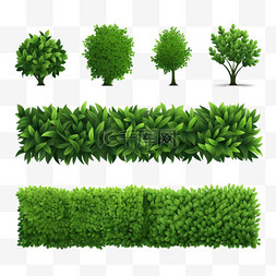 从木绿化图形元素立体免扣图案