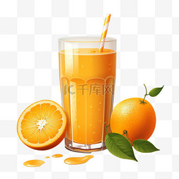 橙汁鲜榨ai元素立体免扣图案