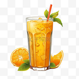 橙汁鲜榨卡通元素立体免扣图案