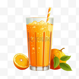 橙汁鲜榨3d元素立体免扣图案