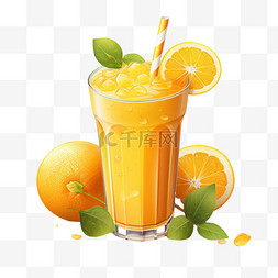 鲜榨果汁饮料海报图片_橙汁鲜榨真实元素立体免扣图案