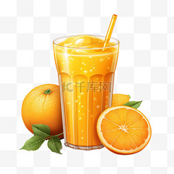鲜榨果汁海报图片_橙汁鲜榨质感元素立体免扣图案
