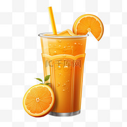 橙汁鲜榨素材元素立体免扣图案