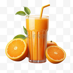 橙汁鲜榨创意元素立体免扣图案