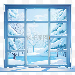 冬天窗户几何元素立体免扣图案