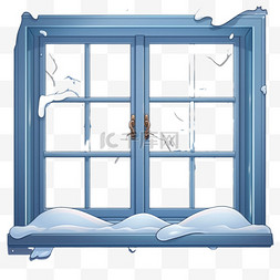 冬天窗户写实元素立体免扣图案