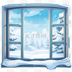 冬天窗户矢量元素立体免扣图案