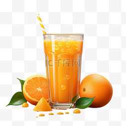 橙汁鲜榨图形元素立体免扣图案