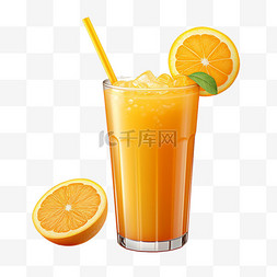 橙汁鲜榨几何元素立体免扣图案
