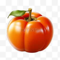 柿子水果质感元素立体免扣图案