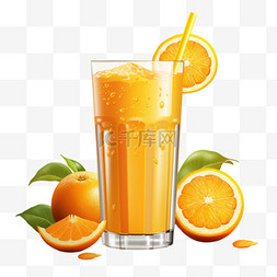 橙汁鲜榨建模元素立体免扣图案