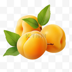 黄桃水果真实元素立体免扣图案