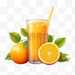 橙汁鲜榨数字艺术元素立体免扣图