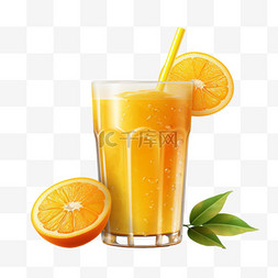 橙汁鲜榨黄色元素立体免扣图案