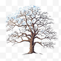 树木冬天卡通元素立体免扣图案