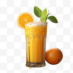 鲜榨果汁饮料海报图片_橙汁AICG鲜榨元素立体免扣图案