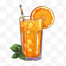 橙汁鲜榨矢量元素立体免扣图案