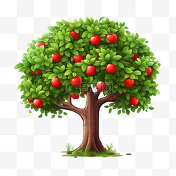 苹果树写实图片_苹果树植物AICG元素立体免扣图案