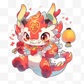 欢度新年过年卡通龙可爱龙幼龙扁平龙年