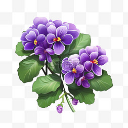 紫色花朵卡通元素立体免扣图案