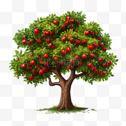 苹果树写实图片_苹果树植物3d元素立体免扣图案