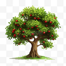 苹果树植物素材元素立体免扣图案
