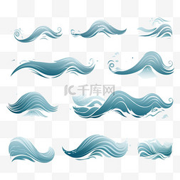 蓝色海浪线图片_造型各异的时尚海洋海浪集