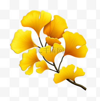 银杏树叶特色元素立体免扣图案