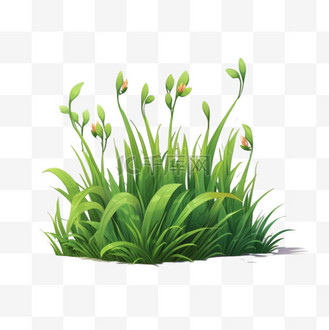 草地草丛装饰元素立体免扣图案