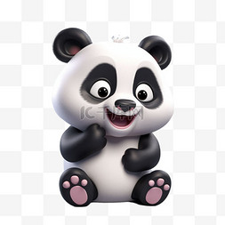 熊猫动物数字艺术元素立体免扣图