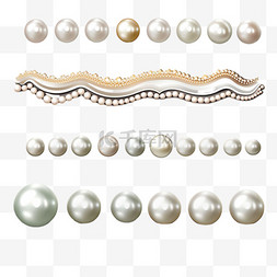 珍珠真实珠宝元素立体免扣图案