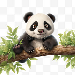 熊猫动物ai绘画元素立体免扣图案