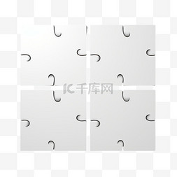 空白正方形图片_拼图四矢量模板集，空白简单片