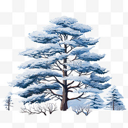 冬天卡通树木图片_冬天卡通树木元素立体免扣图案