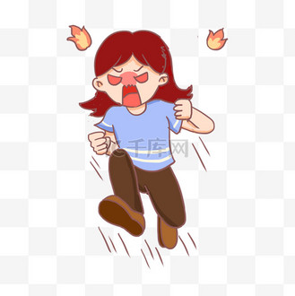 卡通生气小美女图片素材_手绘卡通生气跺脚免抠元素