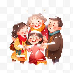 爷爷奶奶家图片_卡通手绘迎新年团圆家人元素