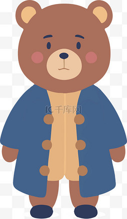 可爱卡通小熊矢量图片_矢量扁平插画穿夹克的小熊