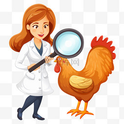 新发短信，女人透过放大镜看鸡